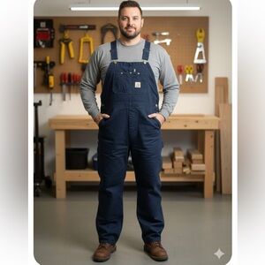 Carhartt Navy Work Overalls – Rugged Size 50x30 Fit .